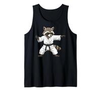 Funny Raccoon Doing Karate Samurai Ninja Raccoon Camiseta sin Mangas