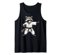Funny Raccoon Doing Karate Samurai Ninja Raccoon Camiseta sin Mangas
