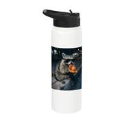 Funny Raccoon Eating Pizza Cute Animal Selfie Stainless Steel Insulated Water Bottle