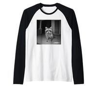 Funny Raccoon Flipping Off Middle Finger On Security Camera Camiseta Manga Raglan