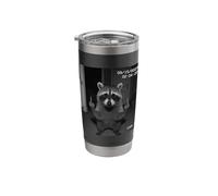 Funny Raccoon Flipping Off Middle Finger On Security Camera Vaso térmico de acero inoxidable de doble pared