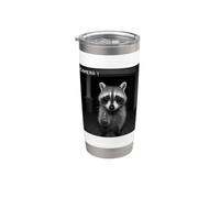 Funny Raccoon Flipping Off Middle Finger On Security Camera Vaso térmico de acero inoxidable de doble pared