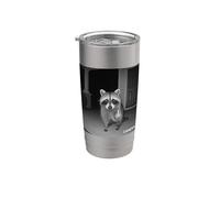 Funny Raccoon Flipping Off Middle Finger On Security Camera Vaso térmico de acero inoxidable de doble pared
