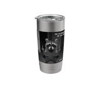 Funny Raccoon Flipping Off Middle Finger On Security Camera Vaso térmico de acero inoxidable de doble pared