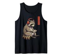 Funny Raccoon Gamer Japanese Art Ukiyo-e Camiseta sin Mangas