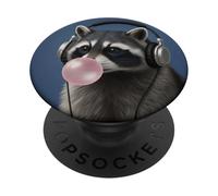 Funny Raccoon Music Lover Bubblegum Zoo Niños Niñas Niños PopSockets PopGrip Adhesivo