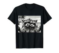 Funny Raccoon Selfie At The Beach Summer Vacation Sunglasses Camiseta