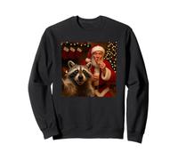 Funny Raccoon Selfie with Santa Eating Cookies and Drinking Sudadera