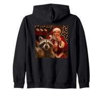 Funny Raccoon Selfie with Santa Eating Cookies and Drinking Sudadera con Capucha
