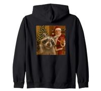 Funny Raccoon Selfie with Santa Eating Cookies and Drinking Sudadera con Capucha