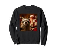 Funny Raccoon Selfie with Santa Eating Cookies Christmas Sudadera