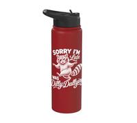 Funny Raccoon Sorry Im Late I was Dilly Dallying Meme Stainless Steel Insulated Water Bottle