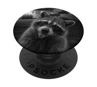 Funny Raccoon Sticks out Tongue On Security Camera PopSockets PopGrip Adhesivo