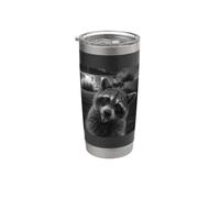 Funny Raccoon Sticks Out Tongue On Security Camera Vaso térmico de acero inoxidable de doble pared