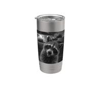 Funny Raccoon Sticks Out Tongue On Security Camera Vaso térmico de acero inoxidable de doble pared