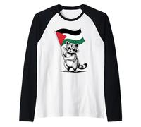 Funny Raccoon with Palestine Flag Camiseta Manga Raglan