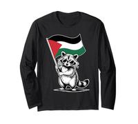Funny Raccoon with Palestine Flag Manga Larga