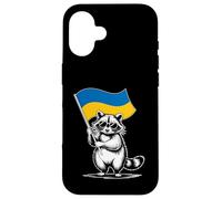 Funny Raccoon with Ukrainian Flag Carcasa para iPhone 16