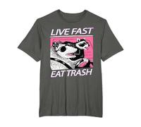 Funny Racoon Live-Fast Eat Trash Retro Vintage Papelera Pandas Camiseta