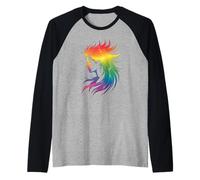 Funny Rainbow Hair Afro Style Pride Artistic Queen Mujeres Hombres Camiseta Manga Raglan