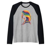 Funny Rainbow Hair Afro Style Pride Artistic Queen Mujeres Hombres Camiseta Manga Raglan
