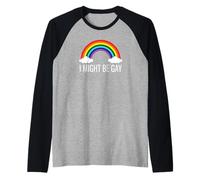 Funny Rainbow Pride Humor I Might Be Gay Statement tee Camiseta Manga Raglan