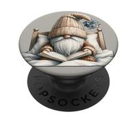 Funny Reading Teacher GNOME For Women and Men Who Love Books PopSockets PopGrip Adhesivo
