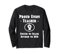 Funny Red For Ed SpEd Union Thug United We Stand Divided Beg Manga Larga