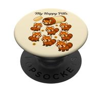Funny Red Panda My Happy Pills Animal Lover Niños Niñas Niños PopSockets PopGrip Adhesivo
