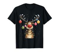 Funny Reindeer Christmas Lights Ornament Funny Rudolph Deer Camiseta
