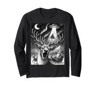 Funny Reindeer Taking a Selfie with Santa UFO Christmas Boys Manga Larga