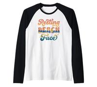 Funny Resting Beach Face Summer and Beach Cute Ocean Lovers Camiseta Manga Raglan