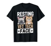 Funny Resting Vet Tech Face Veterinary Assistant Dog Cat Camiseta