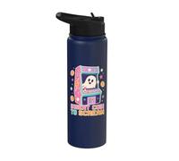 Funny Retro Arcade Halloween Ghost Gamer Boy Girl Kid Stainless Steel Insulated Water Bottle