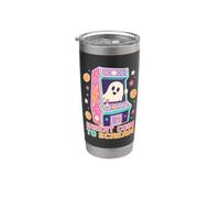 Funny Retro Arcade Halloween Ghost Gamer Boy Girl Kid Vaso térmico de acero inoxidable de doble pared