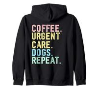 Funny Retro Coffee Dogs Técnico de atención urgente Sudadera con Capucha