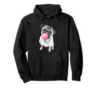 Funny Retro Kids Vintage Pink Bubble Gum Pug Dog Lover Sudadera con Capucha