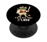 Funny Retro Medieval Knight Frog T'was The 'Tism M'Lord PopSockets PopGrip Adhesivo
