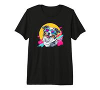 Funny Retro Vintage 80s Blue Merle Australian Shepherd Lover Camiseta Premium