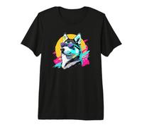 Funny Retro Vintage 80s Siberian Husky Dog Lover Camiseta Premium