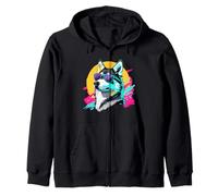 Funny Retro Vintage 80s Siberian Husky Dog Lover Sudadera con Capucha