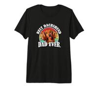 Funny Retro Vintage Best Dad Long Haired Dachshund Lover Camiseta Premium