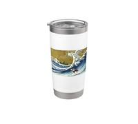 Funny Retro Vintage Kids Surfing A Wave Bull Terrier Lover Vaso térmico de acero inoxidable de doble pared