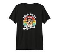 Funny Retro Vintage Life Is Better Aussie Dog Lover Camiseta Premium