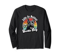 Funny Retro Vintage Life Is Better Scottish Terrier Lover Manga Larga