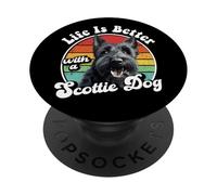 Funny Retro Vintage Life Is Better Scottish Terrier Lover PopSockets PopGrip Adhesivo