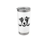 Funny Retro Vintage Logo Happy Face Jack Russell Terrier Vaso térmico de acero inoxidable de doble pared