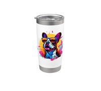 Funny Retro Vintage Mens Womens 80s 90s Boston Terrier Lover Vaso térmico de acero inoxidable de doble pared