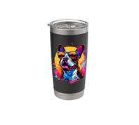 Funny Retro Vintage Mens Womens 80s 90s Boston Terrier Lover Vaso térmico de acero inoxidable de doble pared