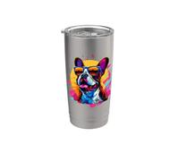Funny Retro Vintage Mens Womens 80s 90s Boston Terrier Lover Vaso térmico de acero inoxidable de doble pared